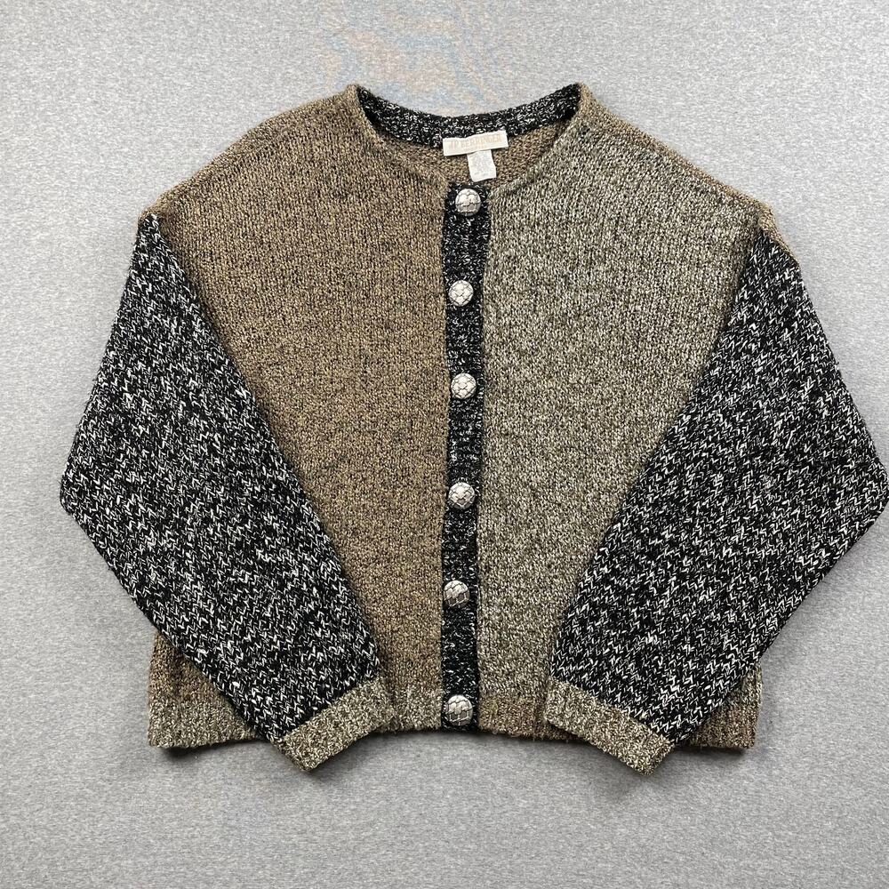Vintage JP Berringer Cardigan Sweater Womens L Colorblock Button-Front Grandpa - Picture 2 of 16
